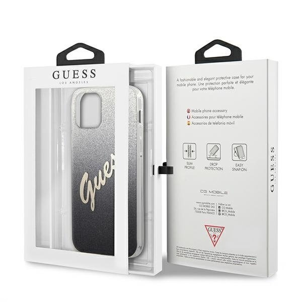 Guess iPhone 12 Pro Max Skal Glitter Gradient Script - Svart Svart