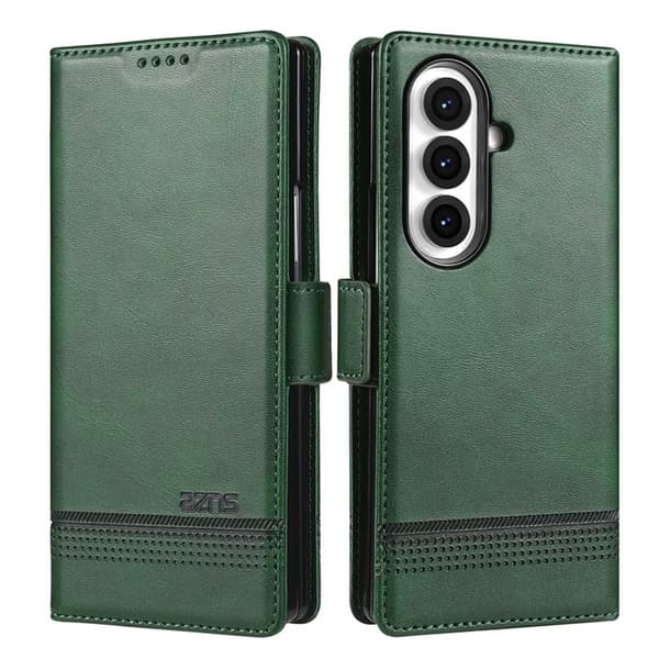 AZNS Galaxy Z Fold 7 Plånboksfodral Cowhide Läder - Grön Grön