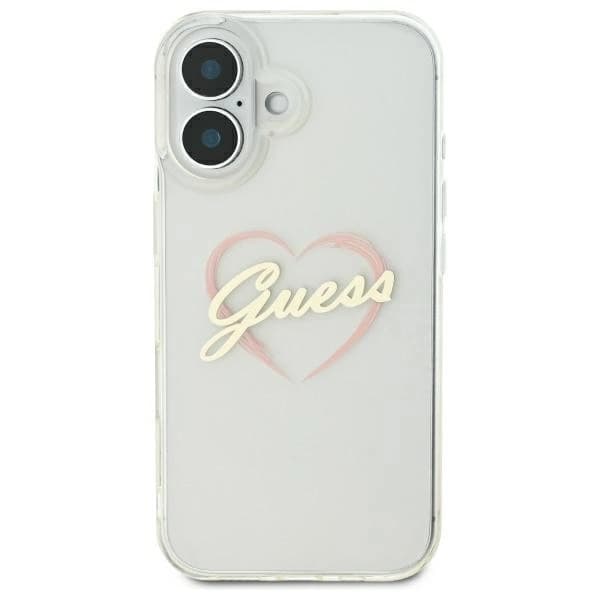 Guess Telefontaske til iPhone 16 IML Hjerte - Gennemsigtig Transparent