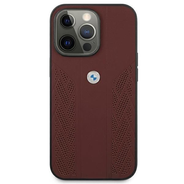 BMW Skal iPhone 13 Pro Läder Curve Perforate - Röd Röd