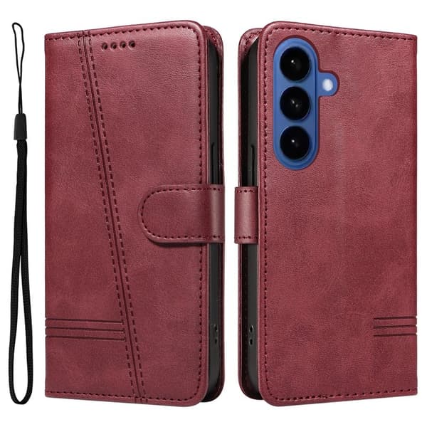 T-Shape Samsung Galaxy S26 / S26 Pro Plånboksfodral Konstläder - Vinröd
