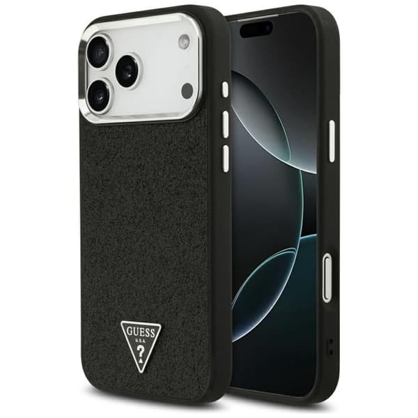 Guess Telefontaske til iPhone 17 Pro Max MagSafe Glitter Triangle Logo - Sort Svart