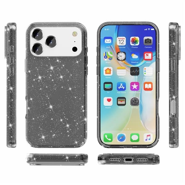 AMORUS Mobilskal till iPhone 17 Pro Shockproof - GlitterSvart Svart
