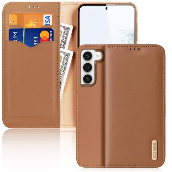 Dux Ducis Galaxy S23 Plus Pungetui Ægte Læder RFID Hivo - Brun