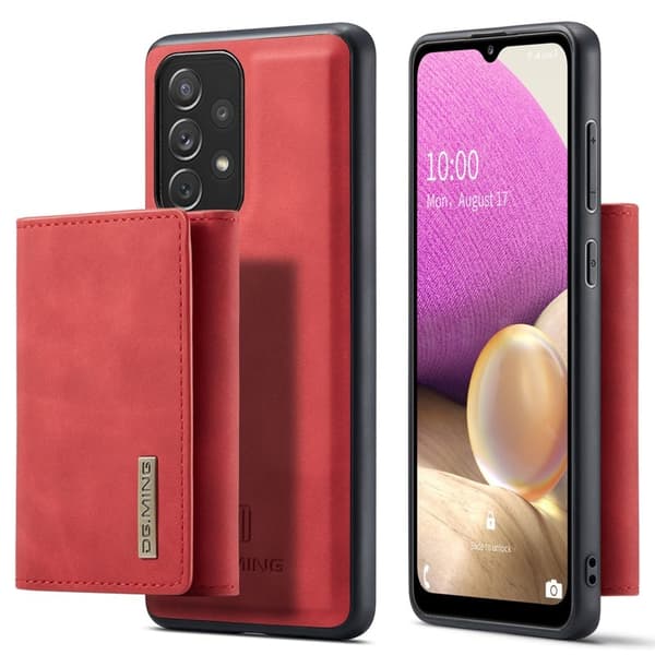 DG.MING 2-in-1 Konstläder Plånboksfodral Röd för Samsung Galaxy A33 5G