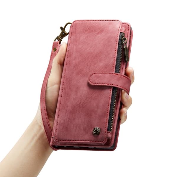 CASEME Konstläder Plånboksfodral till Google Pixel 7a med rem - Röd