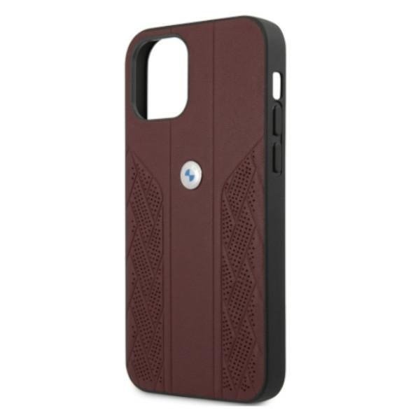 BMW Läder Curve Perforate Skal iPhone 12 Pro Max - Röd Röd