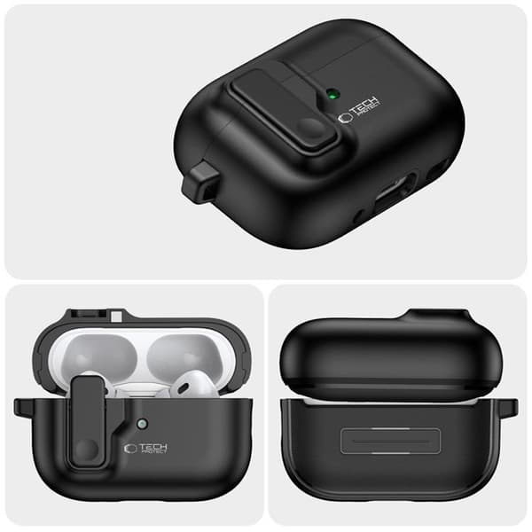 Tech-Protect Apple Airpods Pro 1/2 Skal Slim Hook - Lavender Svart
