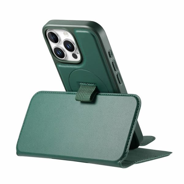 CASENEO iPhone 15 Pro Max Plånboksfodral Konstläder - Grön