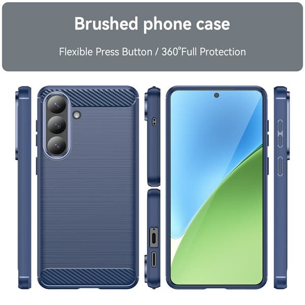 Samsung Galaxy S26 Plus Skal Skyddande Mobilfodral Kolfiber Textur - Blå