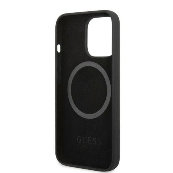 Guess iPhone 13 Pro Max Skal MagSafe Silicone Logo Plate - Sort Black