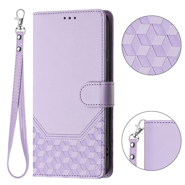 Nothing Phone (3a) Plånboksfodral Imprinted Honeycomb RFID Lila