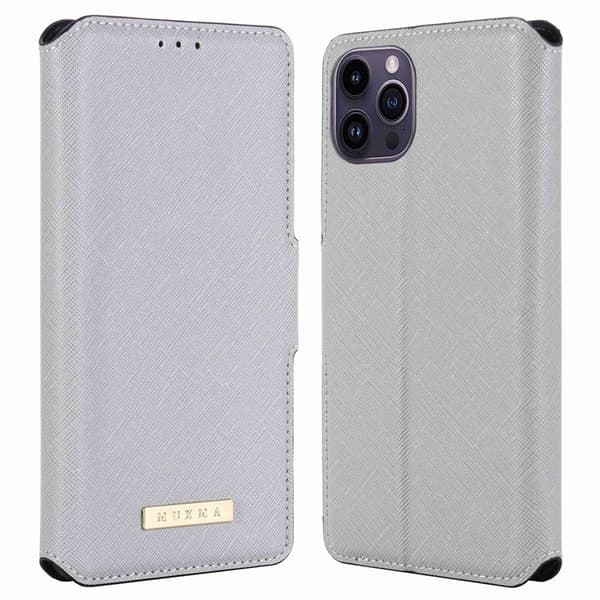 MUXMA iPhone 14 Pro Max Plånboksfodral Cross Texture - Vit Vit