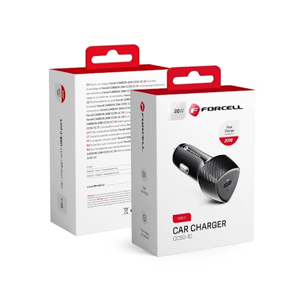 FORCELL CARBON billaddare USB-C 3.0 PD20W svart Svart