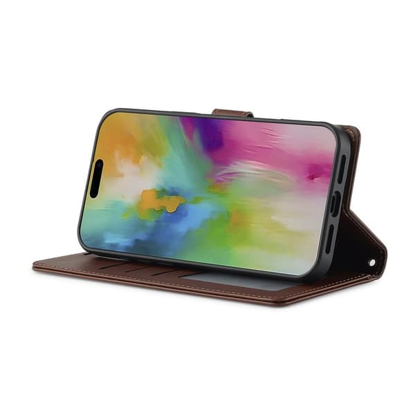 LC.IMEEKE L2 Series iPhone 17 Plånboksfodral Konstläder - Brun