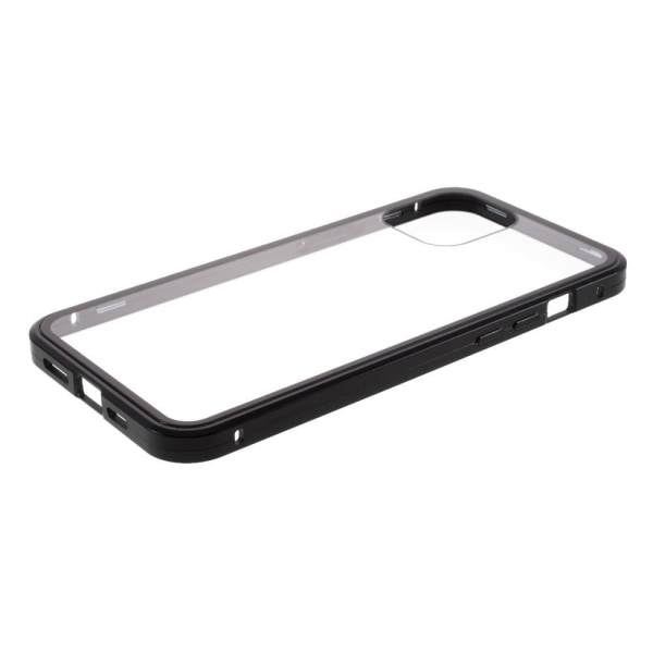 Magnetisk Metal skal med Härdat Glas till iPhone 12 & 12 Pro - S Svart