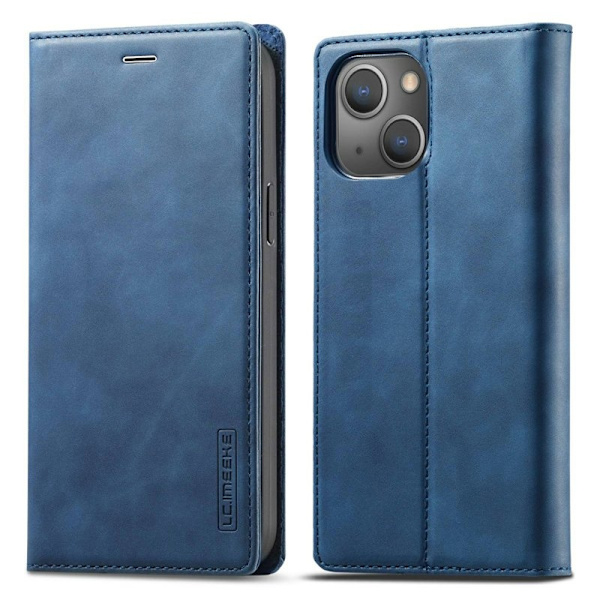 LC.IMEEKE iPhone 14 Plus Plånboksfodral Konstläder - Blå
