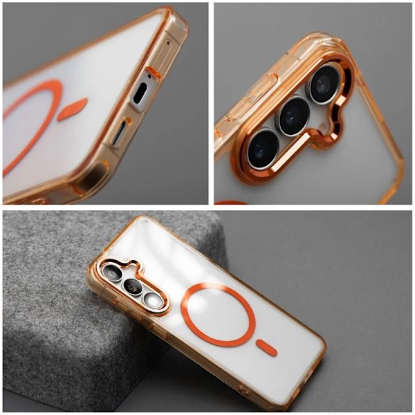 Mobilskal För iPhone 17 MagSafe Frame Clear Hybrid - Orange Orange