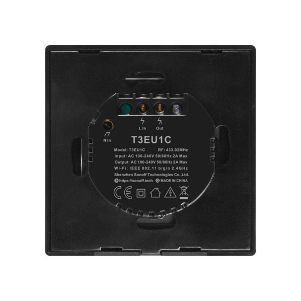 Sonoff Wi-Fi Smart Switch T3EU1C-TX - musta