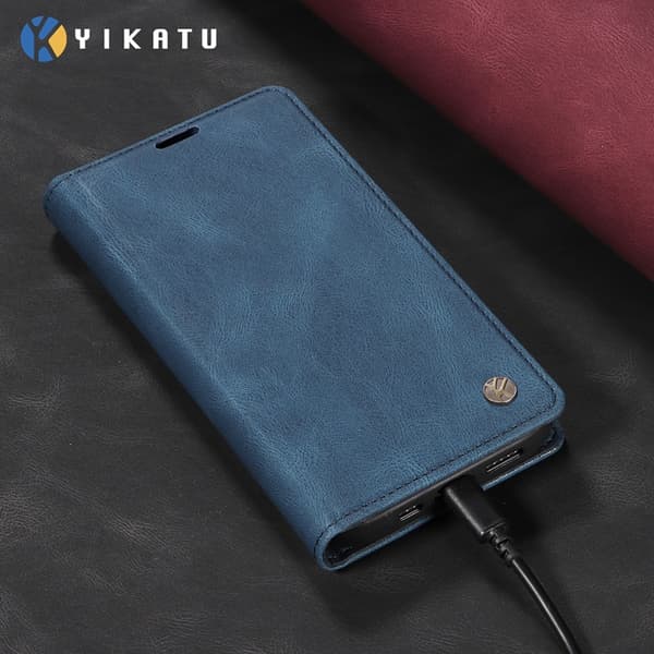 YIKATU OnePlus 15 5G Konstläder Plånboksfodral Skin-touch Blå