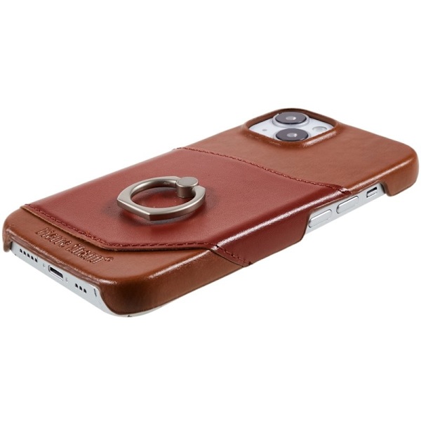 FIERRE SHANN iPhone 14 Plånboksfodral Äkta läder - Brun