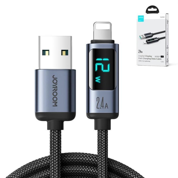 Joyroom Lightning - USB-A-kabel 2,4A med LED-skærm 1,2m - Svar