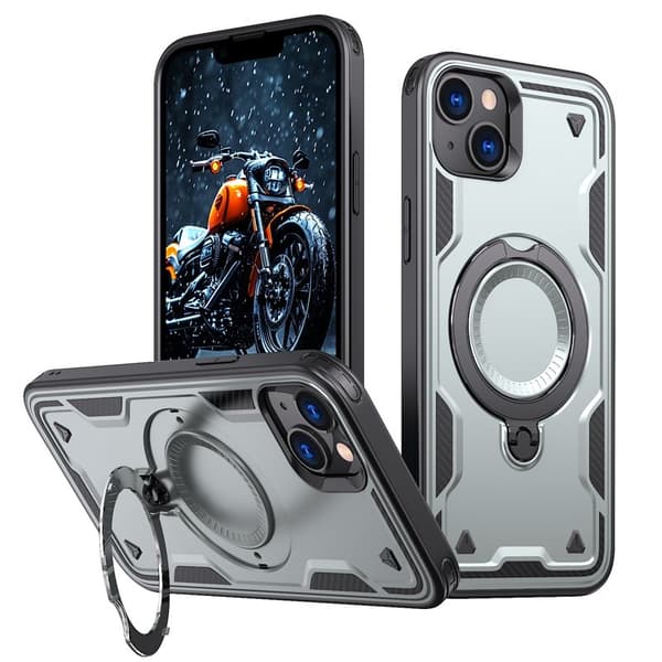 Mobilskal till iPhone 14/13 Militärskydd Plast Kickstand - Grå