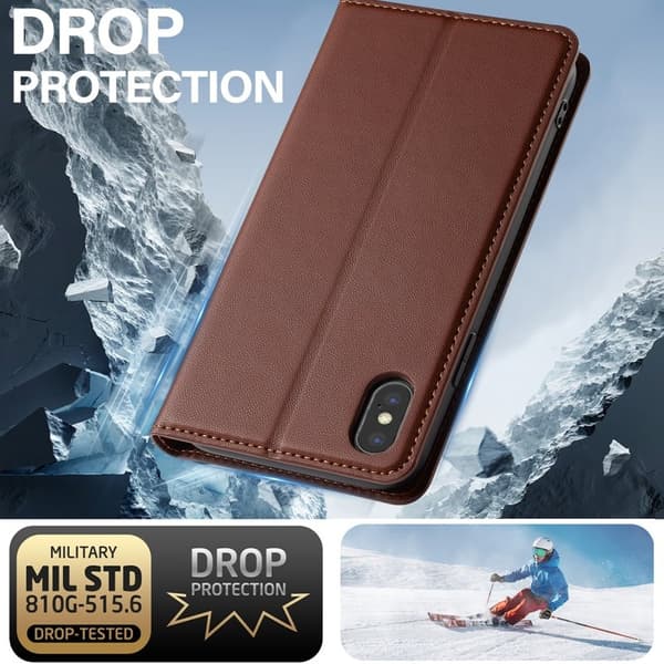 LC.IMEEKE L1 Series iPhone XS Max Plånboksfodral Konstläder - Brun