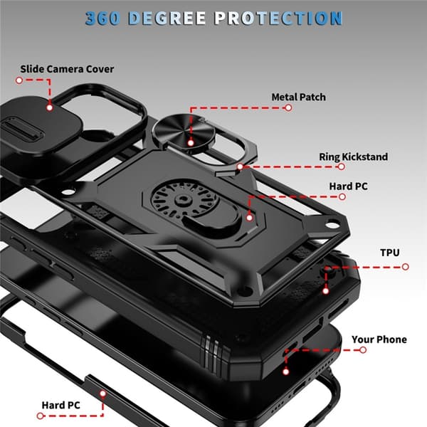Mobilskal till iPhone 17 Slide Camshield Kickstand - Svart Svart