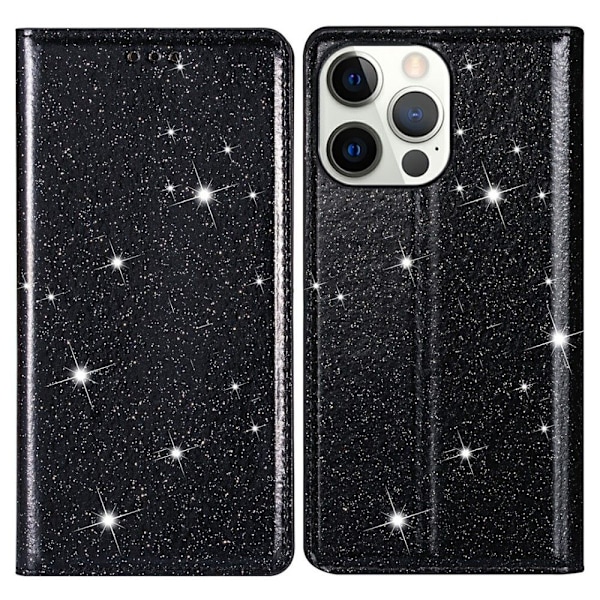 Glittrande Plånboksfodral iPhone 13 Pro - Svart Svart
