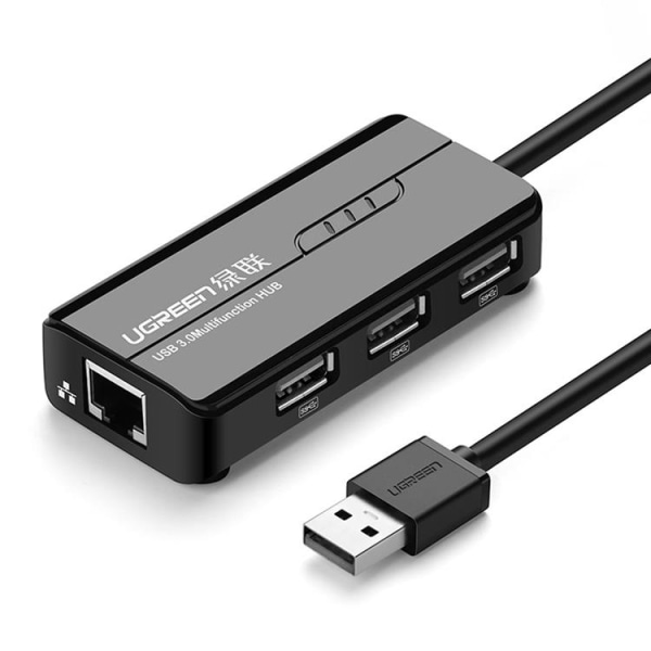 Ugreen Hub 3x USB-A netværksadapter RJ45/USB-A 10/100 Mbps - Svar