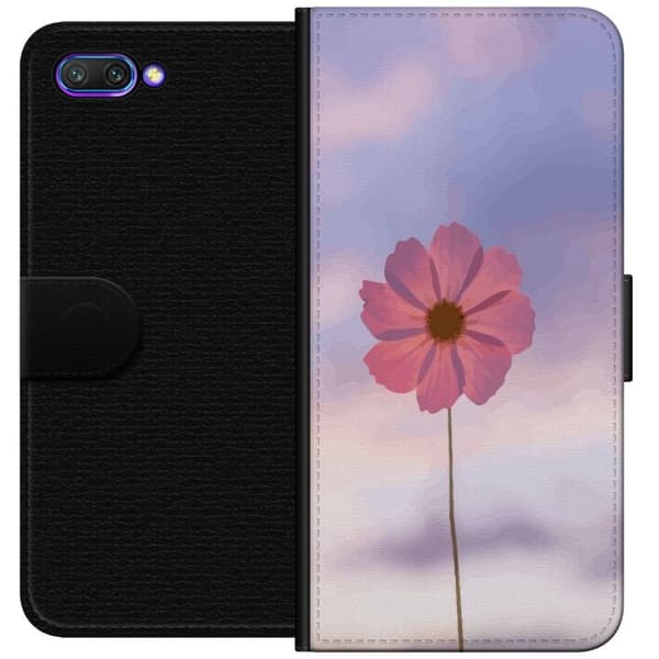 Pungcover til Honor 10 med lyserød blomst