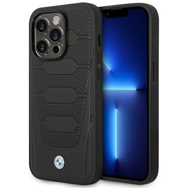 BMW iPhone 14 Pro Max Mobilskal Läder Seats Pattern - Svart Svart