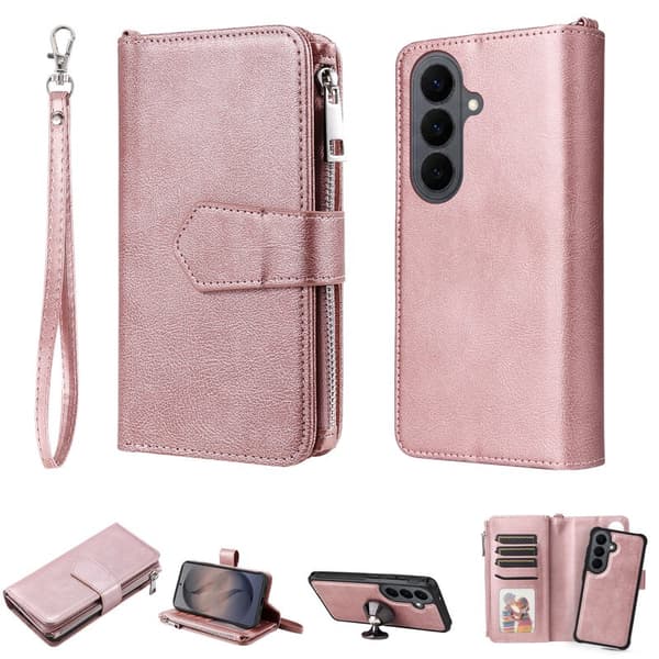 Plånboksfodral för Samsung Galaxy S26 Magnetiskt Konstläder - Roséguld