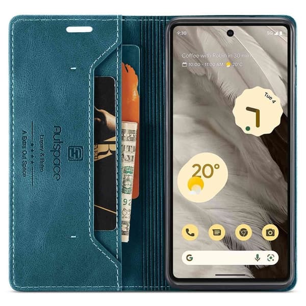 AUTSPACE A01 Fodral för Google Pixel 7 5G - KonstLäder - Blå