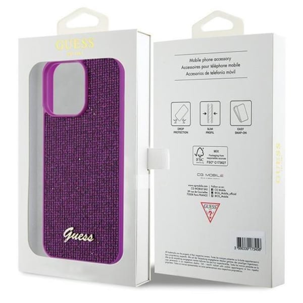 Guess Mobilskal till iPhone 15 Pro Max Disco Metal Script - Rosa Rosa