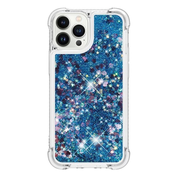 iPhone 14 Pro Skal Liquid Floating Glitter - Blå