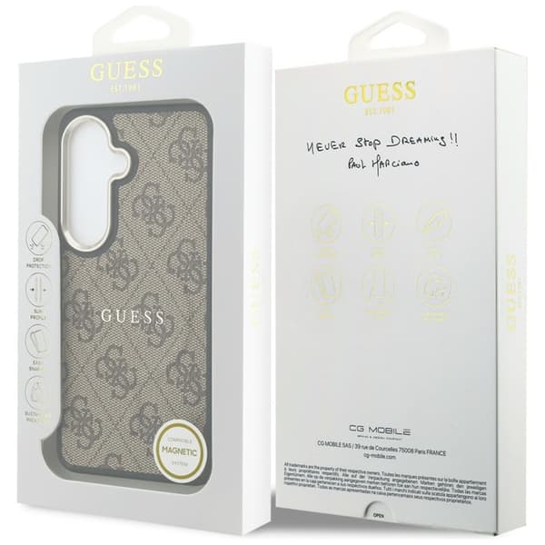 Guess Mobilskal För Galaxy S26 Plus MagSafe 4G Embossed Ring - Brun Brun