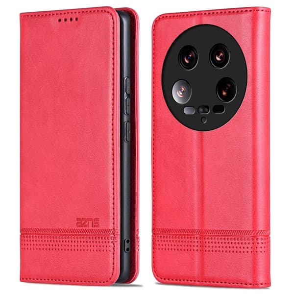 AZNS Xiaomi 14 Ultra Plånboksfodral Konstläder - Röd