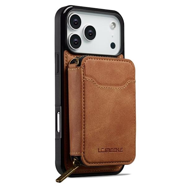 LC.IMEEKE L6 iPhone 17 Pro Plånboksfodral Konstläder - Brun