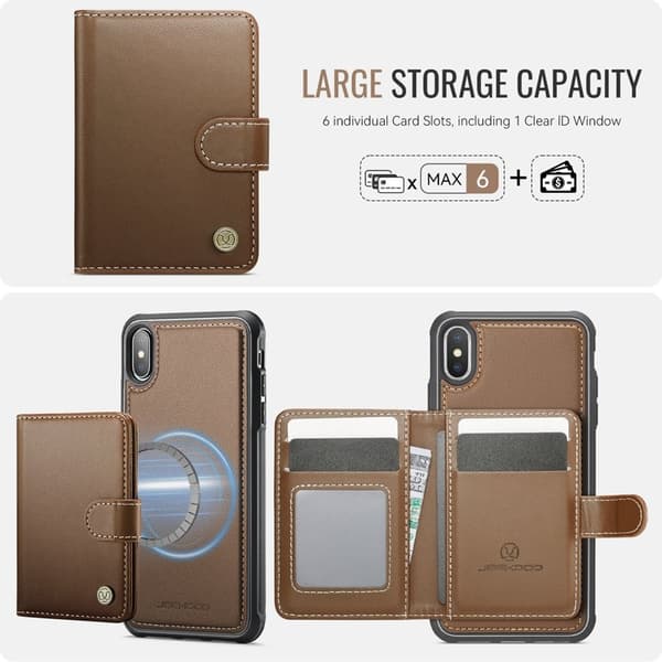 JEEHOOD J09 Mobilskal för iPhone XS/X - RFID Blocker - Brun