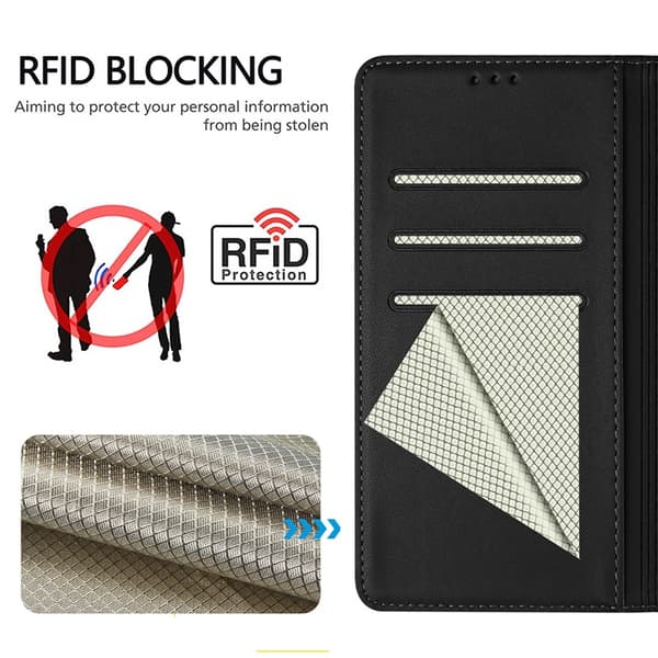 Nothing CMF Phone 2 Pro Konstläder Plånboksfodral Honeycomb RFID-Skydd Svart