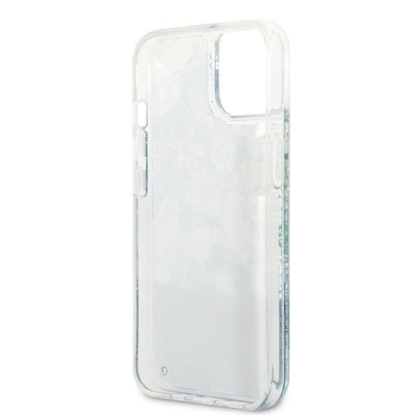Guess iPhone 13 mini Skal Flower Liquid Glitter - Grön
