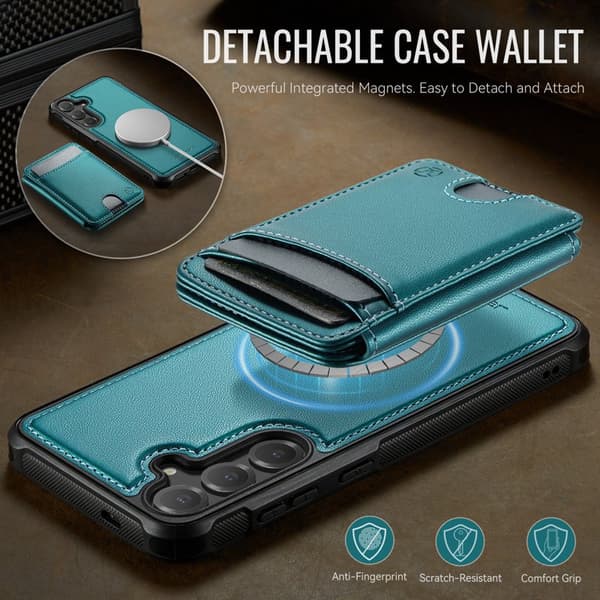 JEEHOOD Mobilskal för Samsung Galaxy S26 Magnetiskt Konstläder - Blå