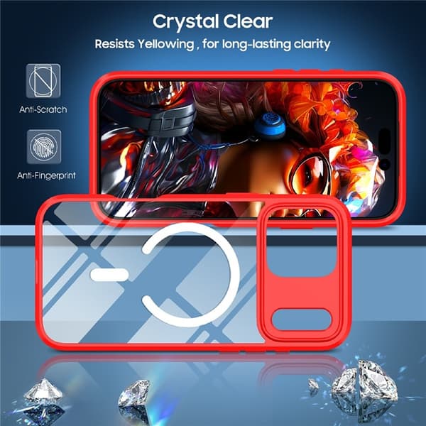 Mobilskal till iPhone 17 Pro Max MagSafe TPU + PC Clear - Röd Röd