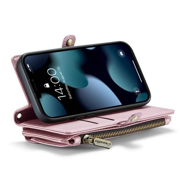 CASEME Plånboksfodral Konstläder till iPhone 13 Pro med kortfack - Rosa