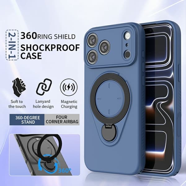 Mobilskal till iPhone 17 Pro MagSafe Rotating Kickstand TPU PC - Orange Orange