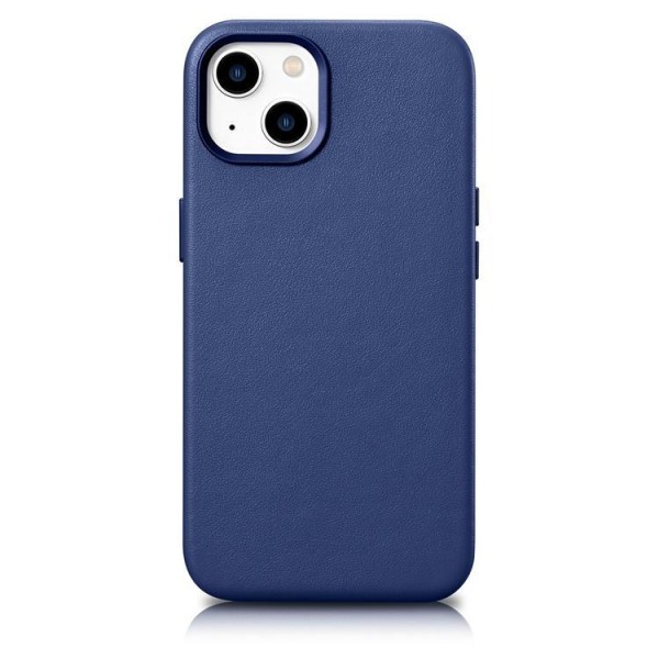 iCarer iPhone 14 Plus -kotelo aitoa nahkaa MagSafe-yhteensopiva - sininen