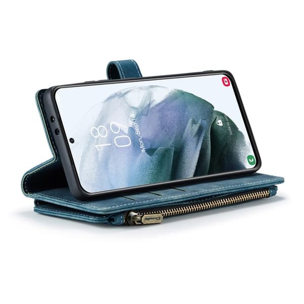 CASEME Konstläder Plånboksfodral för Samsung Galaxy S22+ 5G - Blå
