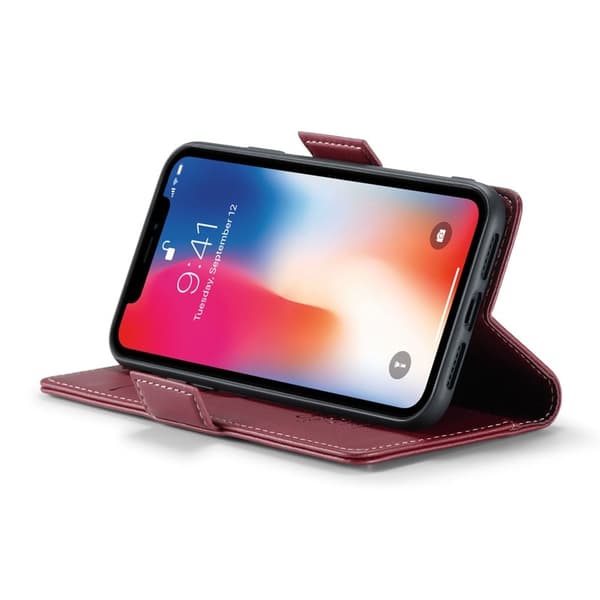 CASEME iPhone XS Max Plånboksfodral Konstläder RFID-Skydd 3 Kort Röd